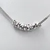 Muqi Silver Jewelry S925 sterling silver fine chain Silver necklace, geometric cut arc-shaped pendant, white card packaging Application Scenario